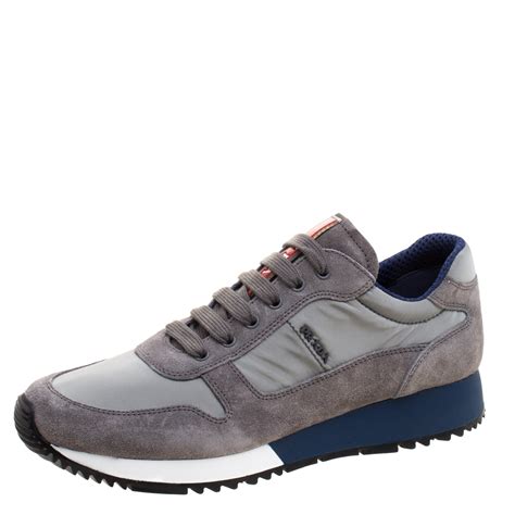 prada grey suede trainers